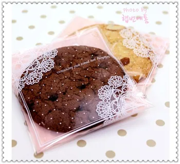 300pcs/veľa,ružová čipka cookie balení taška s samolepiace,košíček wrapper 10x11cm doprava zadarmo