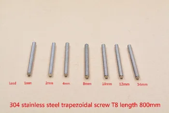 304 nerezovej ocele T8 skrutky dĺžka 800mm viesť 1 mm 2 mm 3 mm 4 mm 8 mm 10 mm 12 mm 14 mm 16 mm trapézové vreteno skrutku 1pcs