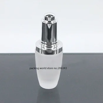 30ML matné sklenené fľaše so silver/gold stlačte tlačidlo čerpadla kvapkadlom pre mlieko/emulzie/sérum/nadácie/toner postrekovač skin care pack