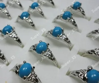 30pcs Nové veľkoobchod šperkov prsteň veľa módnych modrá Malajský ženy strieborné pozlátené krúžky LB056 doprava zadarmo