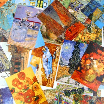 30pcs/okno záložky Van Gogh Olejové Maľby Pohľadnice Ročníka, Pozdrav, želanie Karty Módne Darček Veselé Vianoce Karty