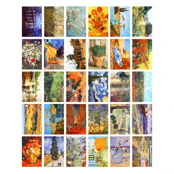 30pcs/okno záložky Van Gogh Olejové Maľby Pohľadnice Ročníka, Pozdrav, želanie Karty Módne Darček Veselé Vianoce Karty