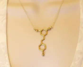 30PCS - Prvok Dopamínu Náhrdelník Chémie Kofeín Molekulárnej Náhrdelník Vzorec Hormón Molekuly Serotonínu Náhrdelníky
