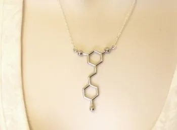 30PCS - Prvok Dopamínu Náhrdelník Chémie Kofeín Molekulárnej Náhrdelník Vzorec Hormón Molekuly Serotonínu Náhrdelníky