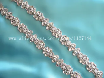 (30pcs)Veľkoobchodný svadobný krídla strane perlové striebornej jasné, opal crystal drahokamu appliques ŽEHLIČKA NA na svadobné šaty WDD0684