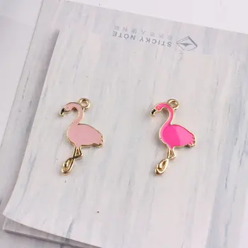 30PCS Zlatej Zliatiny Smalt Flamingo Charms Visieť Šperky Pre DIY Náramok Prívesok Šperky