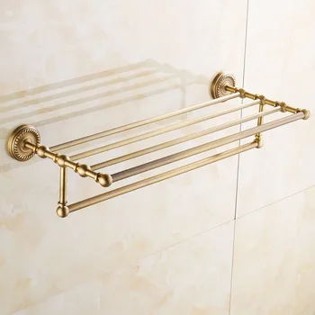 30~50 cm Mosadz hotel kúpeľňa osuška držiteľ, Námestie starožitné polica na uteráky stojan, Retro dvojité úložný stojan na uteráky bar