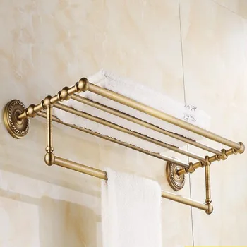 30~50 cm Mosadz hotel kúpeľňa osuška držiteľ, Námestie starožitné polica na uteráky stojan, Retro dvojité úložný stojan na uteráky bar