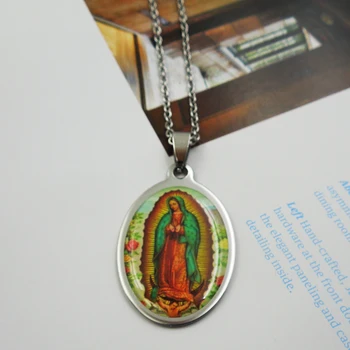 316L Nerezovej Ocele Vlastné Počiatočné Panny Márie Prívesok Náhrdelník Náboženstva Kresťanského Kríža Kúzlo Šperky