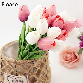31PCS/VEĽA PU Tulipány Umelé Kvety Skutočný dotyk umelé para zariadené, pri mini tulipán pre Domáce Svadobné dekorácie, Kvety
