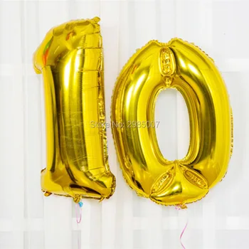 32inch Číslo fóliové balóniky blanco zlato, striebro veľké ballon číslo 1 2 3 4 5 6 7 8 9 0 voliteľné veku narodeninovej party