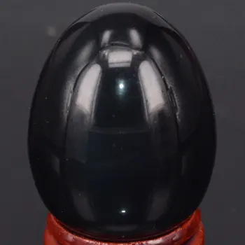 34x44MM Prírodný Drahokam Black Rainbow Obsidian Oblasti Vajcia Liečenie Reiki Remesiel kameňmi Prst Cvičenie
