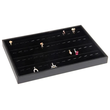 35*24 cm 2 ks Multifunkčné Black Organizér Šperkov Zobraziť Zásobník Box Pre Náhrdelníky Náušnice Náramok Zobraziť Mriežky