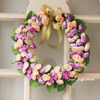 35 cm fialová hodváb garland dvere dekorácie na stenu svadobný kvetinový veniec Pozadí rekvizity