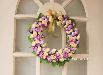 35 cm fialová hodváb garland dvere dekorácie na stenu svadobný kvetinový veniec Pozadí rekvizity