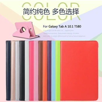 360 Stupňové Otáčanie Litchi Folio Stand PU Koža Kože Prípade Kryt Pre Samsung Galaxy Tab 10.1 T580 T585 10.1