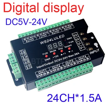 3CH/4CH/9CH/24CH/WS24LU3A/WS24LULED/WS27CH3A RGB DMX decoder, DMX 512 regulátorom, Konštantný tlak