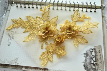 3D farebné svadobné šaty čipky nášivka DIY plavidlá kvet patch odev, pomocný materiál zlato modrý patch