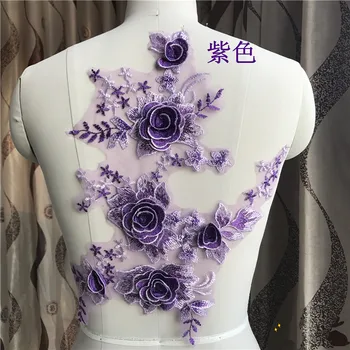 3D fialový kvet patch nášivka pre Fáze výkonu oblečenie Výšivky šitie na textílie nášivka príslušenstvo Diy dekorácie