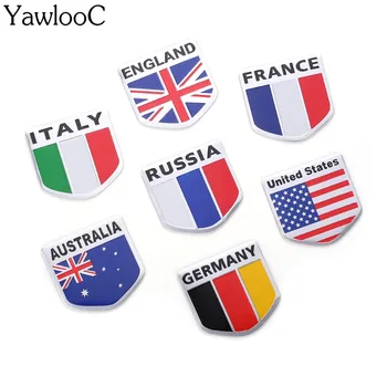 3D Hliníka, Taliansku, Nemecku, Francúzsku, Rusku, Austrálii, Spojených Štátoch Mapu Národnej Vlajky Auto Nálepky, Auto Styling