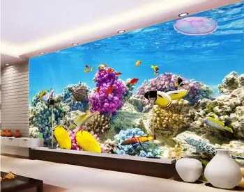 3d izba tapety vlastné nástenné non-tkané stenu, nálepky podmorský svet tropických rýb, koralov aquarium 3d foto nástenné maľby, tapety