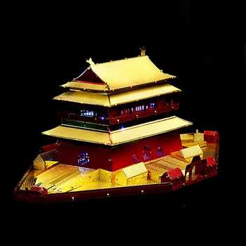 3D Kovov Puzzle Pekingu Bell a Bubnové Veže Budovy Model J032 DIY 3D Laser Cut Zostaviť Hračky Pre Audit