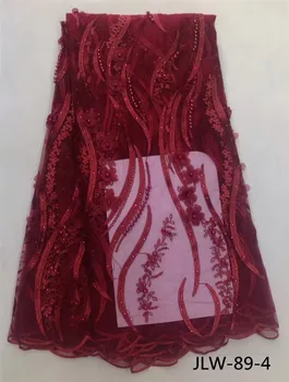 3d kvet čipky s korálkami afriky vyšívané francúzsky tylu čipky textílie 5 dvore pre svadobné šaty 2017 JLW-89