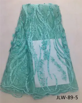 3d kvet čipky s korálkami afriky vyšívané francúzsky tylu čipky textílie 5 dvore pre svadobné šaty 2017 JLW-89