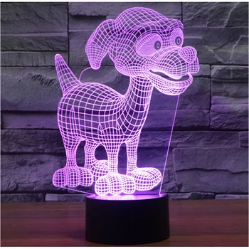 3D LED Nočné Osvetlenie Malého Psa s 7 Farieb Svetla, pre Domáce Dekorácie, Lampy Úžasné Vizualizácie Optické Ilúzie Úžasné