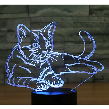3D LED Nočné Svetlo Hlásenia Mačka s 7 Farieb Svetla, pre Domáce Dekorácie, Lampy Úžasné Vizualizácie Optické Ilúzie Úžasné