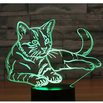 3D LED Nočné Svetlo Hlásenia Mačka s 7 Farieb Svetla, pre Domáce Dekorácie, Lampy Úžasné Vizualizácie Optické Ilúzie Úžasné