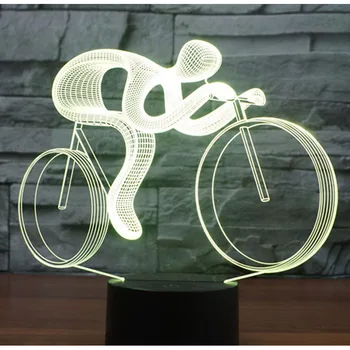 3D LED Nočné Svetlo Jazda na Bicykli, 7 Farieb podsvietenia pre Domáce Dekorácie Lampa Úžasné Vizualizácie Optické Ilúzie Úžasné