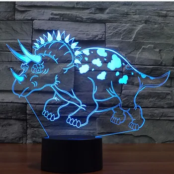 3D LED Nočné Svetlo Trojuholník Dinosaura s 7 Farieb Svetla, pre Domáce Dekorácie, Lampy Úžasné Vizualizácie Optické Ilúzie Úžasné