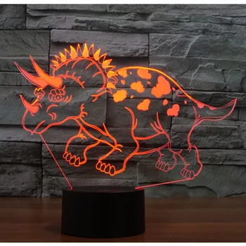 3D LED Nočné Svetlo Trojuholník Dinosaura s 7 Farieb Svetla, pre Domáce Dekorácie, Lampy Úžasné Vizualizácie Optické Ilúzie Úžasné