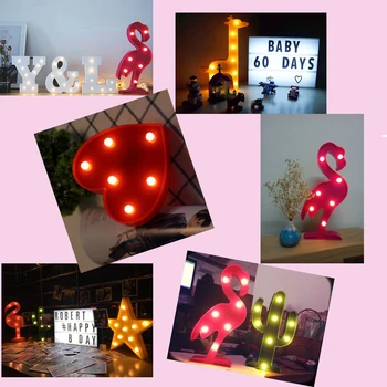 3D LED SVETLO domova tabuľka stenu zobraziť Nočné svetlo lampy Flamingo hviezdy, mesiac Stan Jednorožec Vianoce Svadba Festival darček