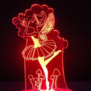 3D Led Visual Farebné Cherub Svietidlo USB Krásne Dievča Tabuľka Čítanie Tvorivé Dieťa Spať Víla Nočného Posteli Dekor Dary