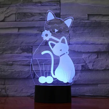 3D Novinka Mačka Modelovanie Stolná Lampa 7 Farebné Zvierat Led Dotykové Tlačidlo Nočného Usb Spálňa Dieťa Spať Svietidlo Domova