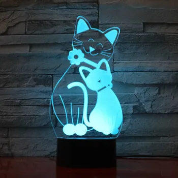 3D Novinka Mačka Modelovanie Stolná Lampa 7 Farebné Zvierat Led Dotykové Tlačidlo Nočného Usb Spálňa Dieťa Spať Svietidlo Domova