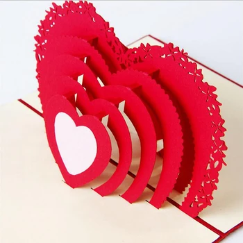 3D Pohľadnice Ďakujeme, že Ste Kartu Ručne Pop-Up Srdce Tvar Rez Papiera Valentinku Deň matiek, Vianočné Darčekové Karty Obálky