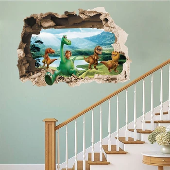 3D Porušenú Stenu, Nálepky Dinosaura Vzor Pre Domáce Dekorácie PVC Vinilos Paredes nástenná maľba Umenie 50x70cm CP0454