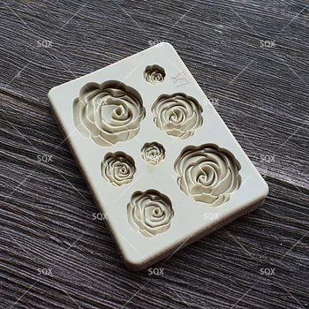 3D Ruže, Kvety Tvar tortu formy 7 Veľkostí Silikónové Ružová Fondant Čokoláda Mydlo Formy DIY Pečivo, Formy na Pečenie Formy MR57