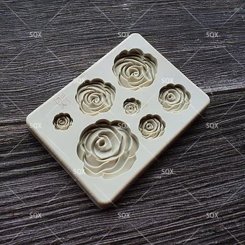 3D Ruže, Kvety Tvar tortu formy 7 Veľkostí Silikónové Ružová Fondant Čokoláda Mydlo Formy DIY Pečivo, Formy na Pečenie Formy MR57