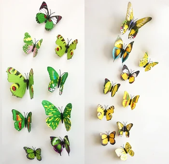 3D Samolepky na Stenu DIY Umenie Motýle PVC Svadobné Dekorácie, Nástenné Dvere Obtlačky Domova 3D Butterfly Samolepky na Stenu 12 ks/veľa