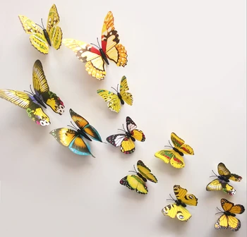 3D Samolepky na Stenu DIY Umenie Motýle PVC Svadobné Dekorácie, Nástenné Dvere Obtlačky Domova 3D Butterfly Samolepky na Stenu 12 ks/veľa