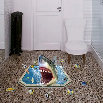 3D Shark Výbuchy z Pod Morom Stenu Odtlačkový Nálepka pre Deti, Detské Izby Obývacia Izba Domova 3D Nástenné Maľby, Tapety Umenie