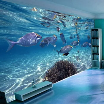 3D Tapety Cartoon Tvorivé Podmorský Svet Morský Život nástenná maľba Deti Spálňa Akvárium Obývacia Izba Pozadie Stene Kniha Domova
