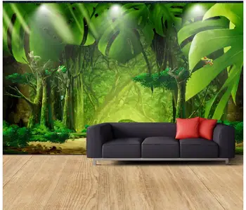 3D tapety vlastné 3d nástenné maľby, tapety na Šírku nástenná maľba Veľké tvorivé krajiny lesa jungle banán leaf pozadí na stenu