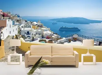 3d tapety vlastné fotografie nástenná maľba obývacia izba Grécko Egejského Mora hrad, maľovanie na gauč, TV joj, netkaných tapiet na stenu 3d