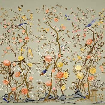 3D Tapety Vtáky kvet Foto nástenná maľba Krajiny Moderné Tapety pre Obývacia Izba TV Papier Pozadí Steny nástenné Maľby Vlastná Veľkosť