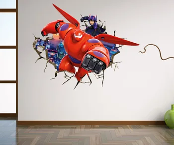 3D Tvorivé Brnenie Baymax Veľký Hrdina 6 Samolepky na Stenu pre Deti Miestnosti Robot Wall Dekor Odnímateľné Steny Odtlačkový DIY Stenu Odtlačkový Parede